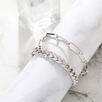 Silver-Plated Cable Chain Anklet and Curb Chain Anklet, jewelry gift sets for women, elegant gift for her, styled look