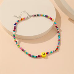 Yellow & Howlite Multicolor Smiley Beaded Choker Necklace