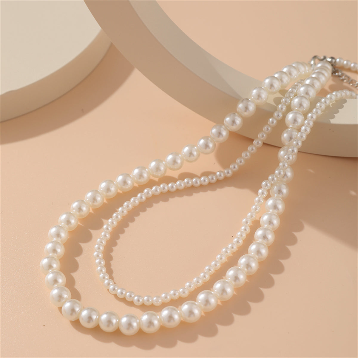 Silver-Plated & Pearl Layered Necklace