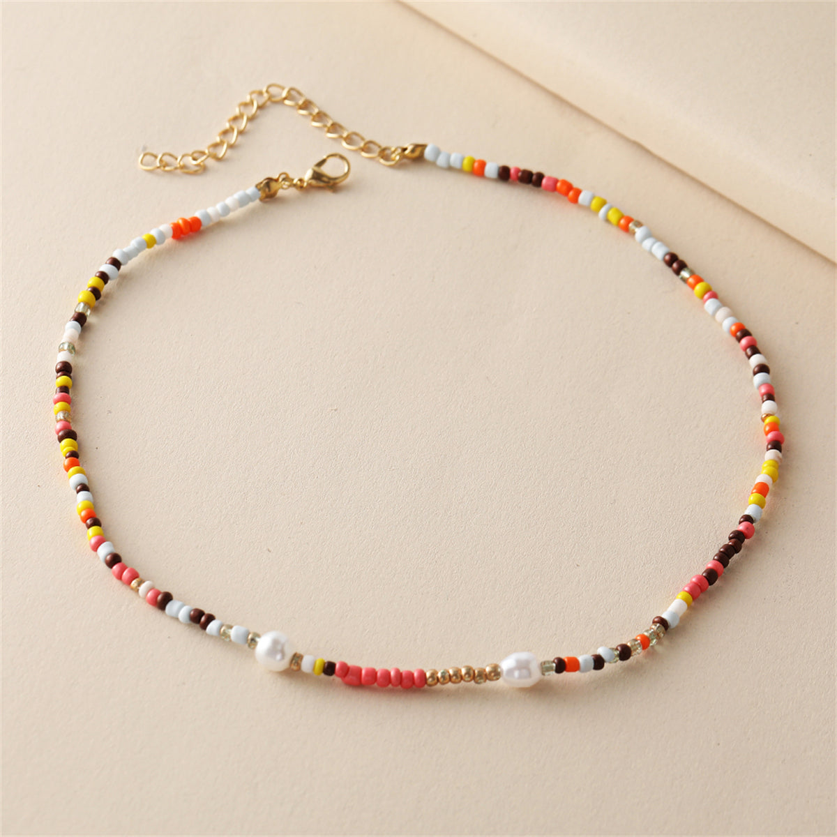 Multicolor Howlite & Pearl Beaded Necklace