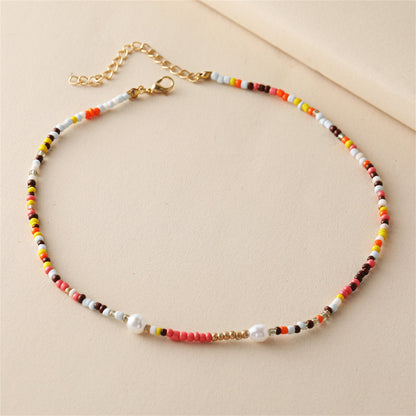 Multicolor Howlite & Pearl Beaded Necklace