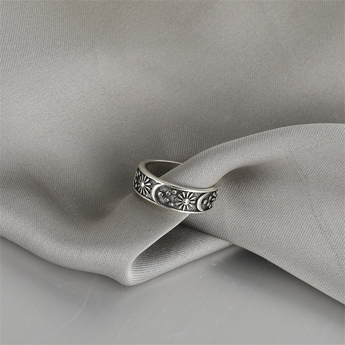 Silver-Plated Celestial Ring, silver statement rings for women, botanical inspired, lifestyle look