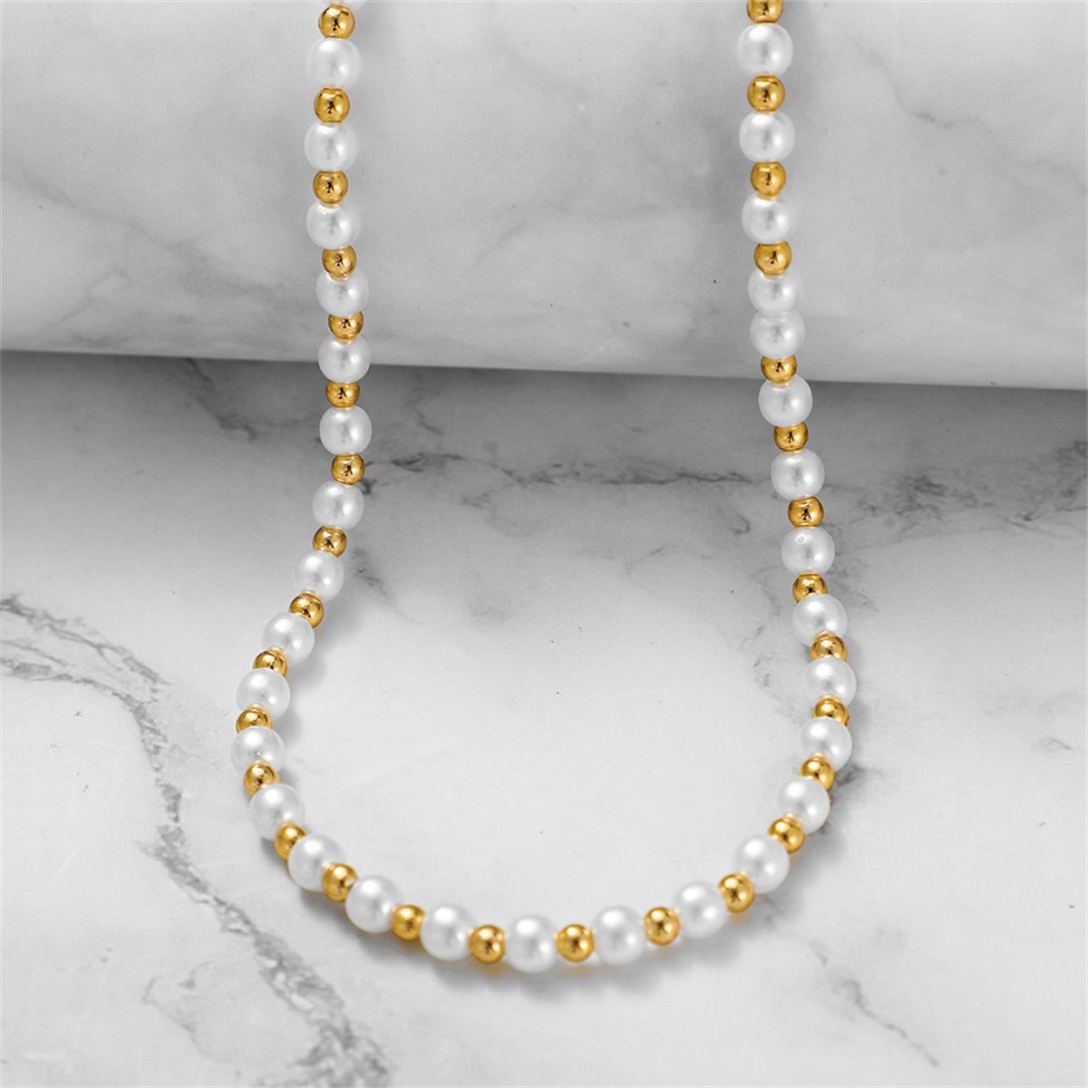 Pearl & 18K Gold-Plated Station Beaded Necklace