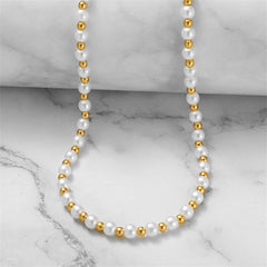 Pearl & 18K Gold-Plated Station Beaded Necklace