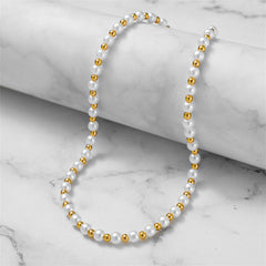Pearl & 18K Gold-Plated Station Beaded Necklace