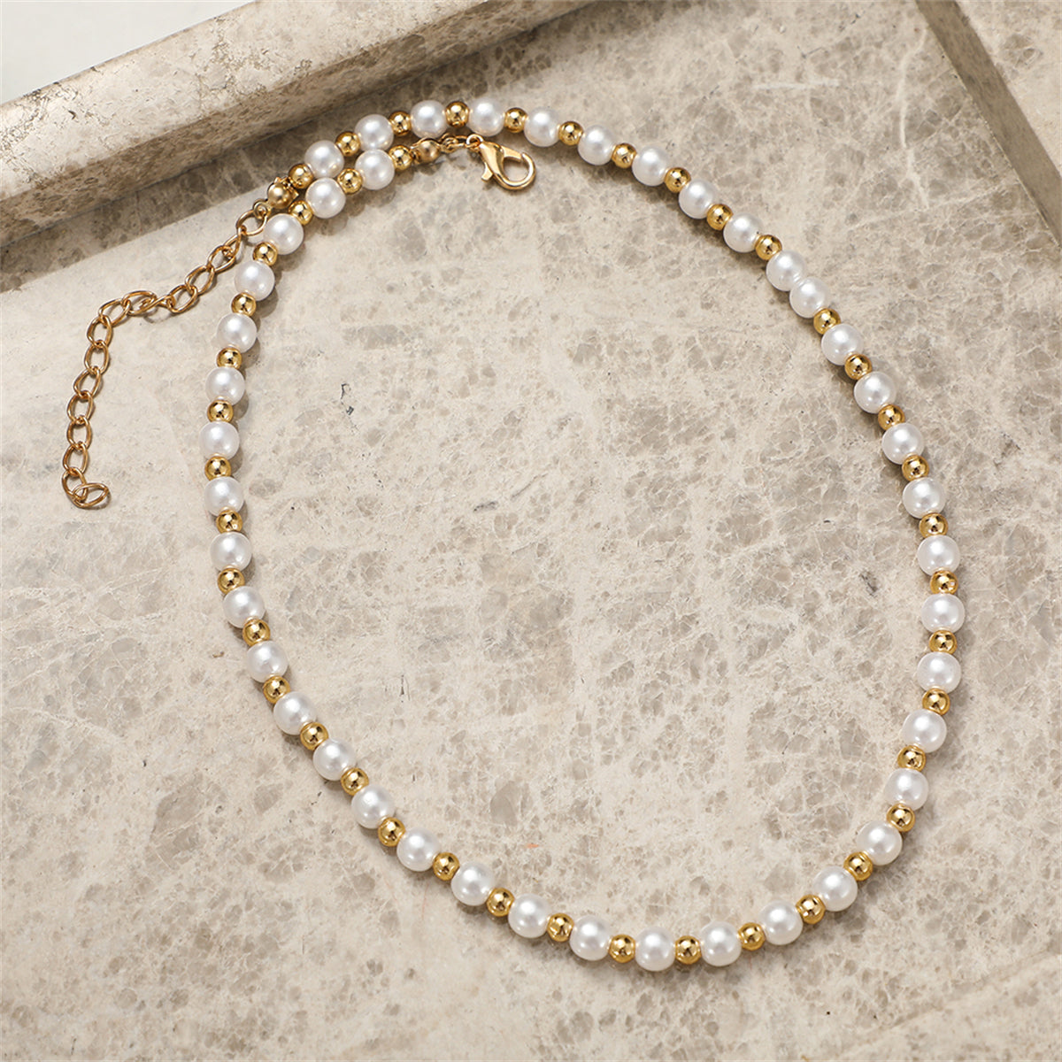 Pearl & 18K Gold-Plated Station Beaded Necklace