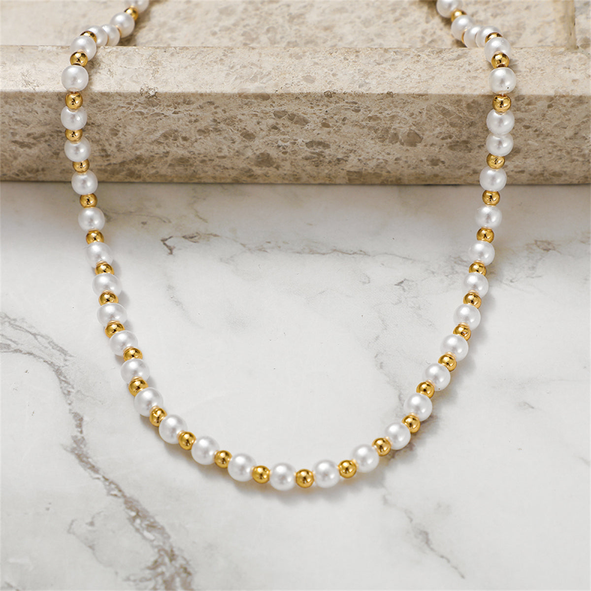 Pearl & 18K Gold-Plated Station Beaded Necklace