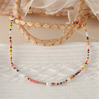 Multicolor Howlite and Pearl Beaded Necklace, pendant necklace for women, elegant gift for her, styled look