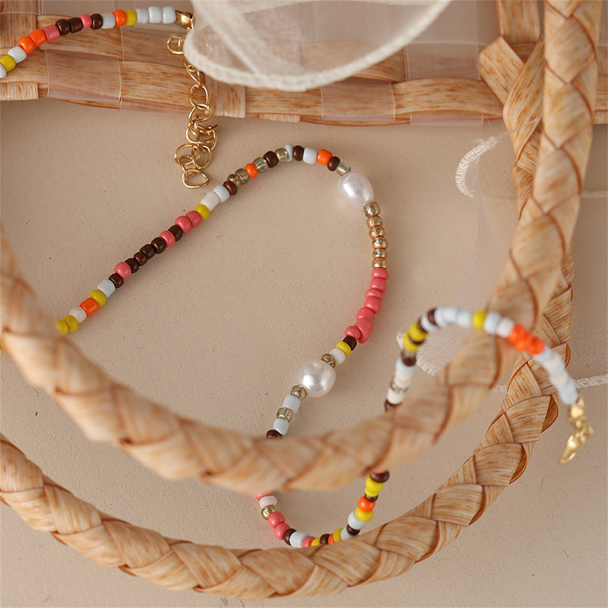 Multicolor Howlite & Pearl Beaded Necklace