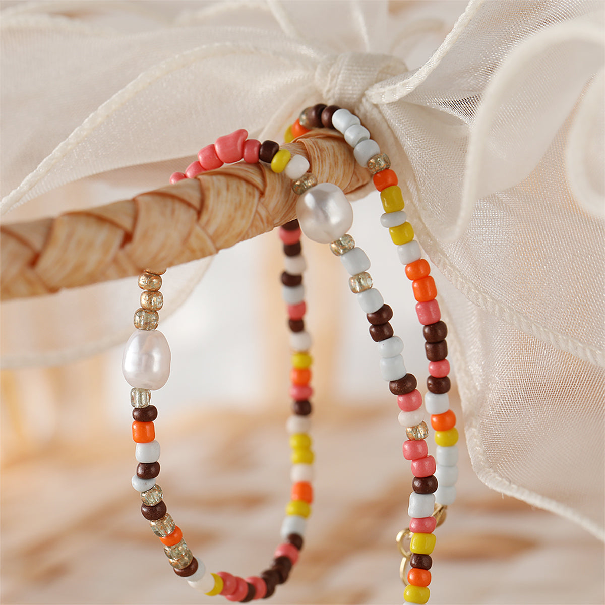 Multicolor Howlite & Pearl Beaded Necklace