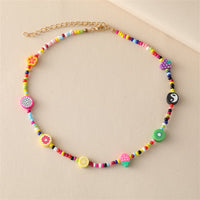 Teal Howlite & Goldtone Multicolor Fruit Beaded Necklace