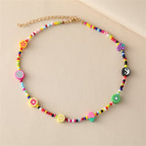 Teal Howlite & Goldtone Multicolor Fruit Beaded Necklace