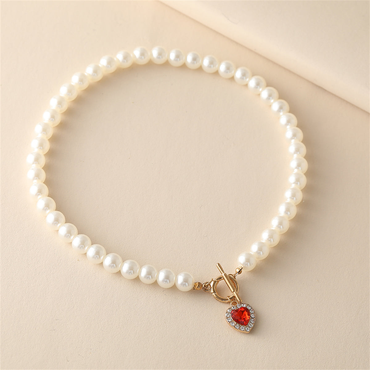 Crystal and Pearl 18K Gold-Plated Beaded Heart Pendant Necklace, gold pendant necklace for women, styled look
