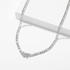 Cubic Zirconia & Silver-Plated Butterfly Choker Necklace