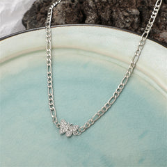 Cubic Zirconia & Silver-Plated Butterfly Choker Necklace