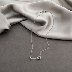 Cubic Zirconia & Silver-Plated Heart Pendant Necklace