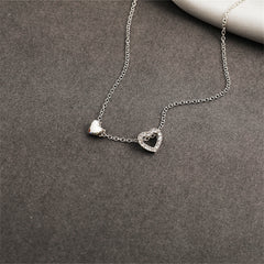 Cubic Zirconia & Silver-Plated Heart Pendant Necklace