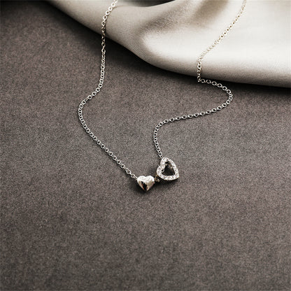 Cubic Zirconia and Silver-Plated Heart Pendant Necklace, silver pendant necklace for women, lifestyle look