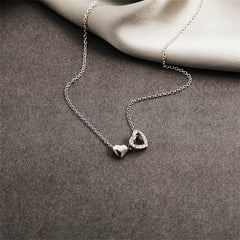 Cubic Zirconia & Silver-Plated Heart Pendant Necklace