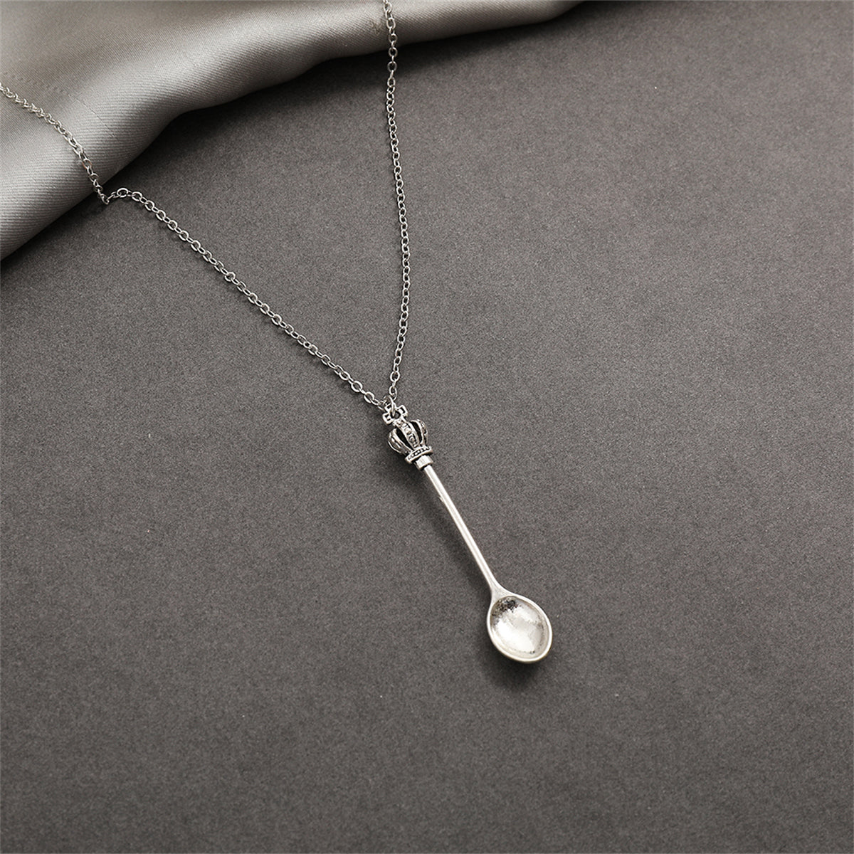 Silver-Plated Spoon Pendant Necklace