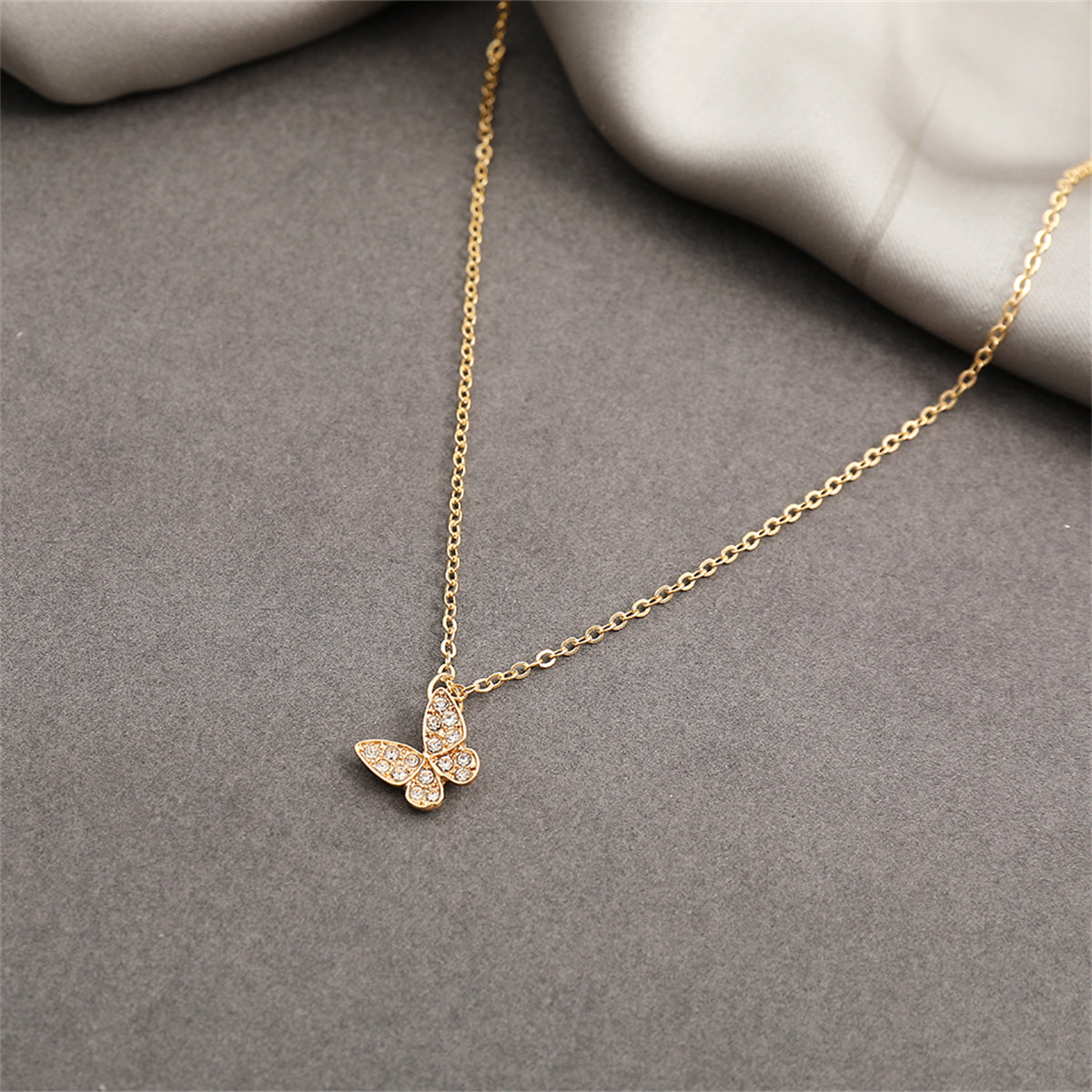 Cubic Zirconia and 18K Gold-Plated Butterfly Pendant Necklace, gold pendant necklace for women, lifestyle look