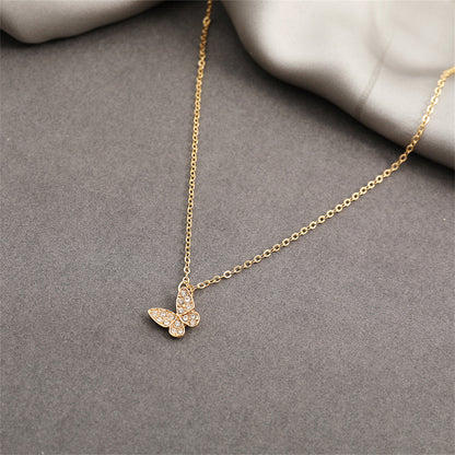 Cubic Zirconia and 18K Gold-Plated Butterfly Pendant Necklace, gold pendant necklace for women, lifestyle look