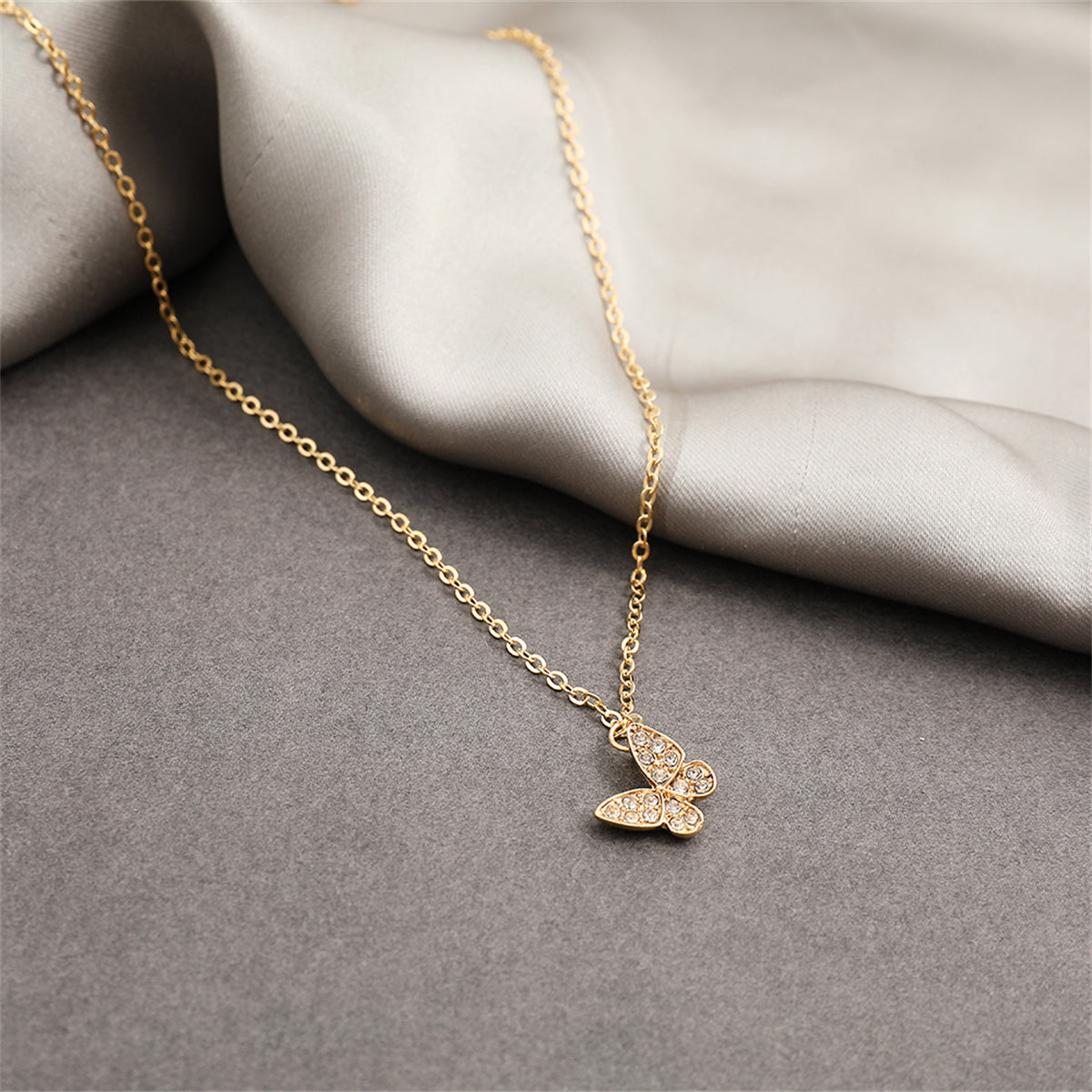 Cubic Zirconia and 18K Gold-Plated Butterfly Pendant Necklace, gold pendant necklace for women, styled look