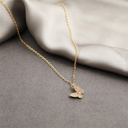 Cubic Zirconia and 18K Gold-Plated Butterfly Pendant Necklace, gold pendant necklace for women, styled look
