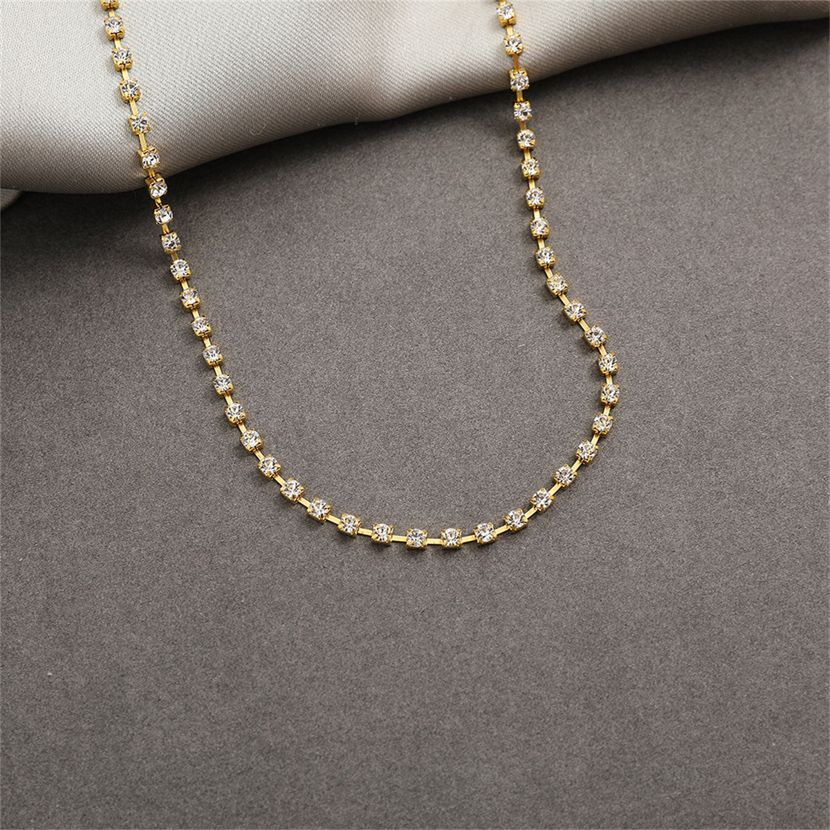 Cubic Zirconia & 18K Gold-Plated Tennis Choker Necklace