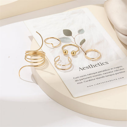 18K Gold-Plated Bead Layered Ring Set, jewelry gift sets for women, botanical inspired, side view