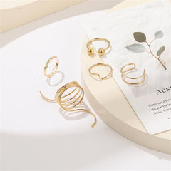 Chic 18K gold-plated ring set showcasing a ball and spiral, a must-have accessory for a stylish and modern look.