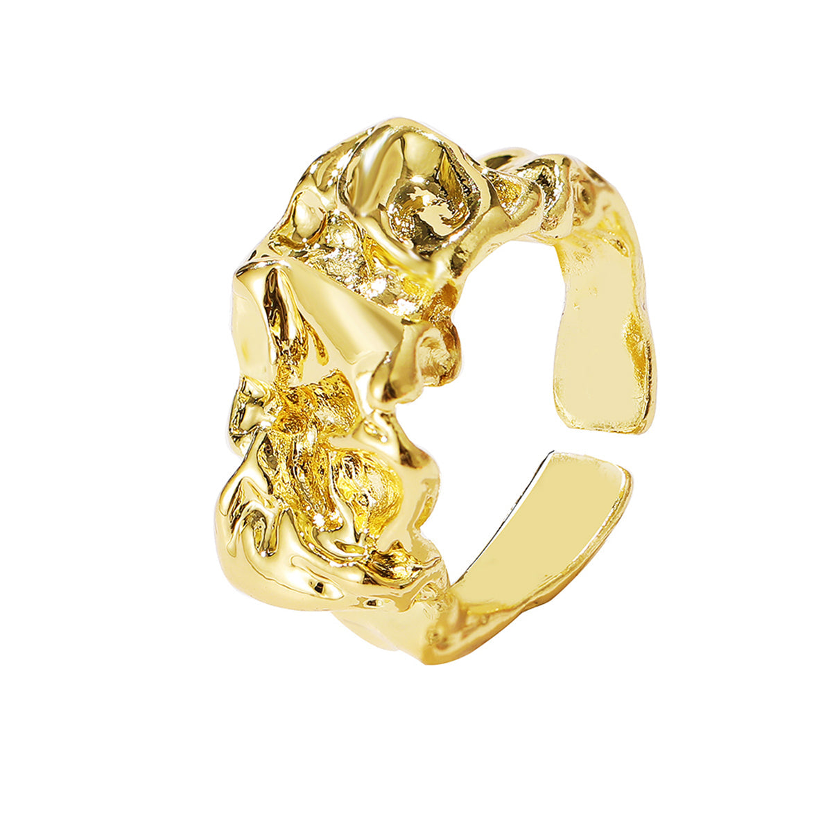 18K Gold-Plated Open Textured Geometric Ring