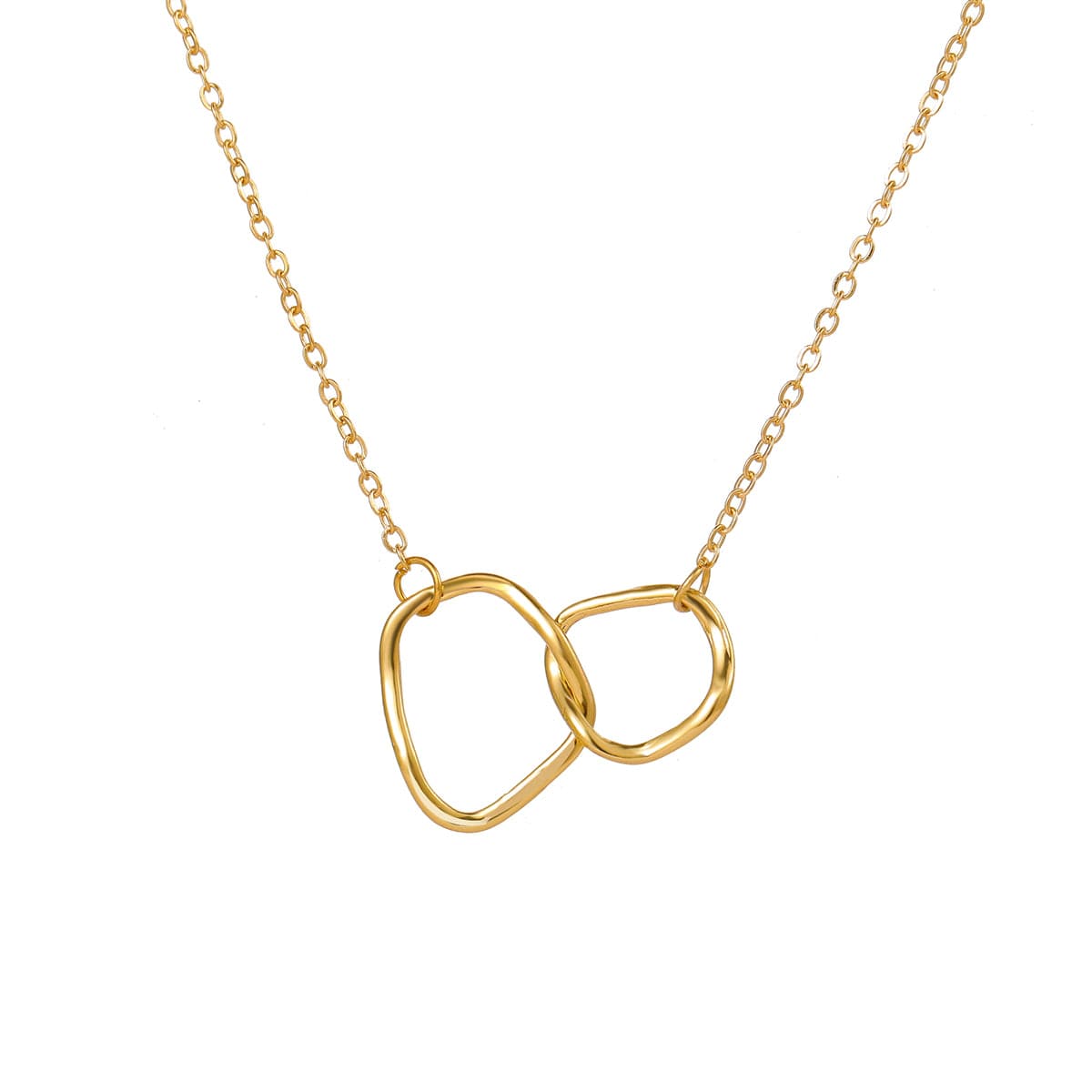 18K Gold-Plated Geometric Pendant Necklace, gold pendant necklace for women, vintage-inspired design, side view