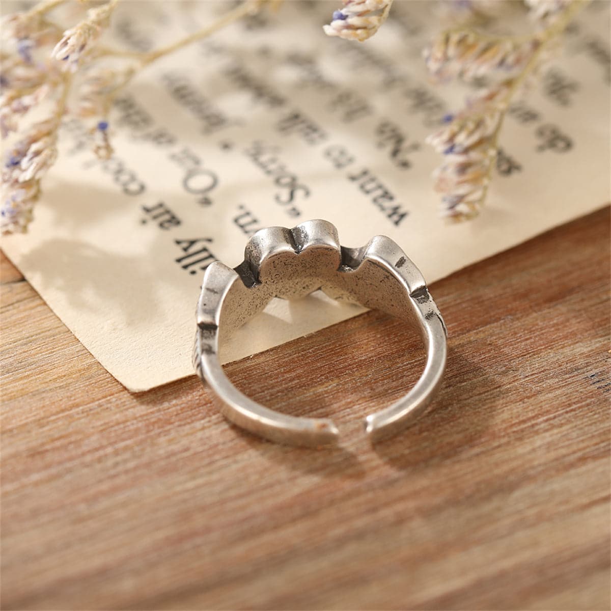 Silver-Plated Flying Heart Open Ring, silver statement rings for women, dainty minimalist design, lifestyle look