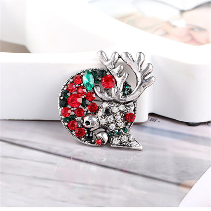 Green Crystal and Cubic Zirconia Silver-Plated Reindeer Brooch, silver brooch pin, vintage-inspired design, lifestyle look