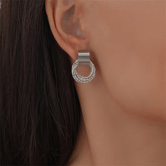 Silver-Plated Multi-Hoop Stud Earrings