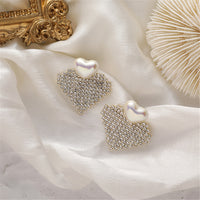 Pearl & 18k Gold-Plated Cubic Zirconia-Accent Heart Drop Earrings