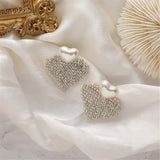 Pearl & 18k Gold-Plated Cubic Zirconia-Accent Heart Drop Earrings