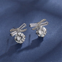 Crystal & cubic zirconia Bow Stud Earrings - streetregion