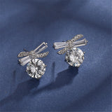 Crystal & cubic zirconia Bow Stud Earrings - streetregion