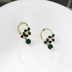 Agate & Pearl 18K Gold-Plated Flower Drop Earrings