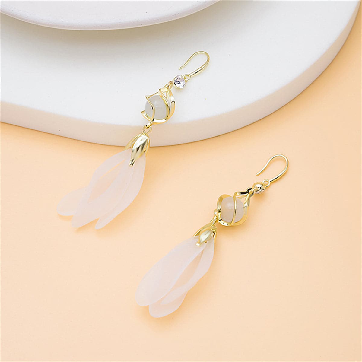 Cat-Eye & Cubic Zirconia Tiered Cage Tassel Drop Earrings