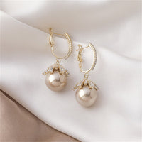 Champagne Pearl & 18k Gold-Plated Huggie Earrings