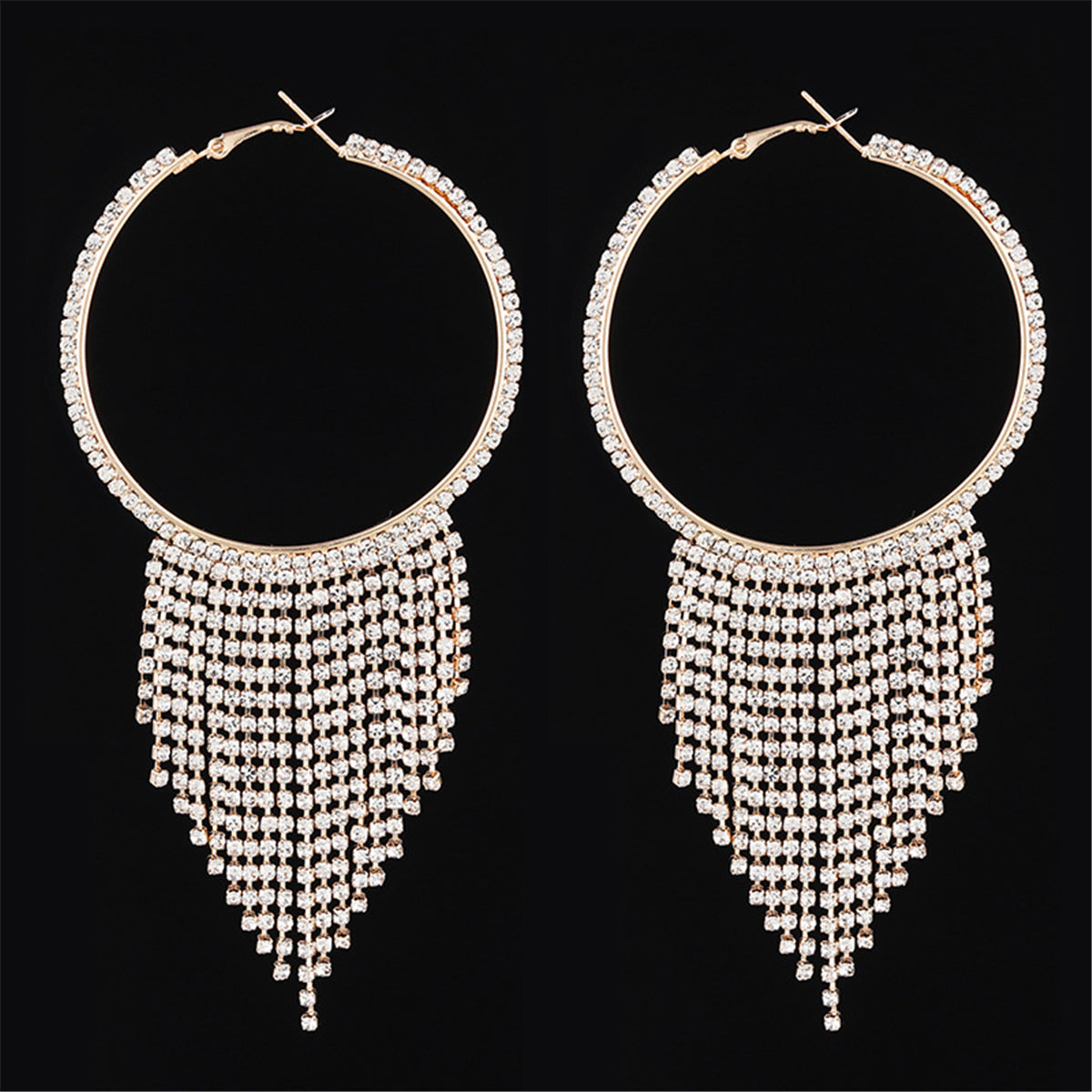 Cubic Zirconia & 18K Gold-Plated Tassel Hoop Earrings
