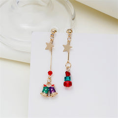 Red Enamel & 18K Gold-Plated Star & Bell Mismatched Drop Earrings