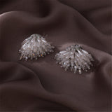 Pearl & Acrylic Silver-Plated Cluster Stud Earrings