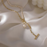 Pearl & 18k Gold-Plated Paperclip-Chain Lariat Necklace