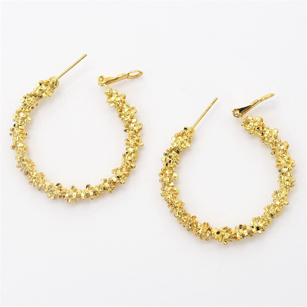 18k Gold-Plated Twisted Hoop Earrings - streetregion
