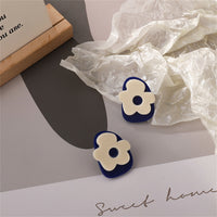 Blue & White Floral Stud Earrings