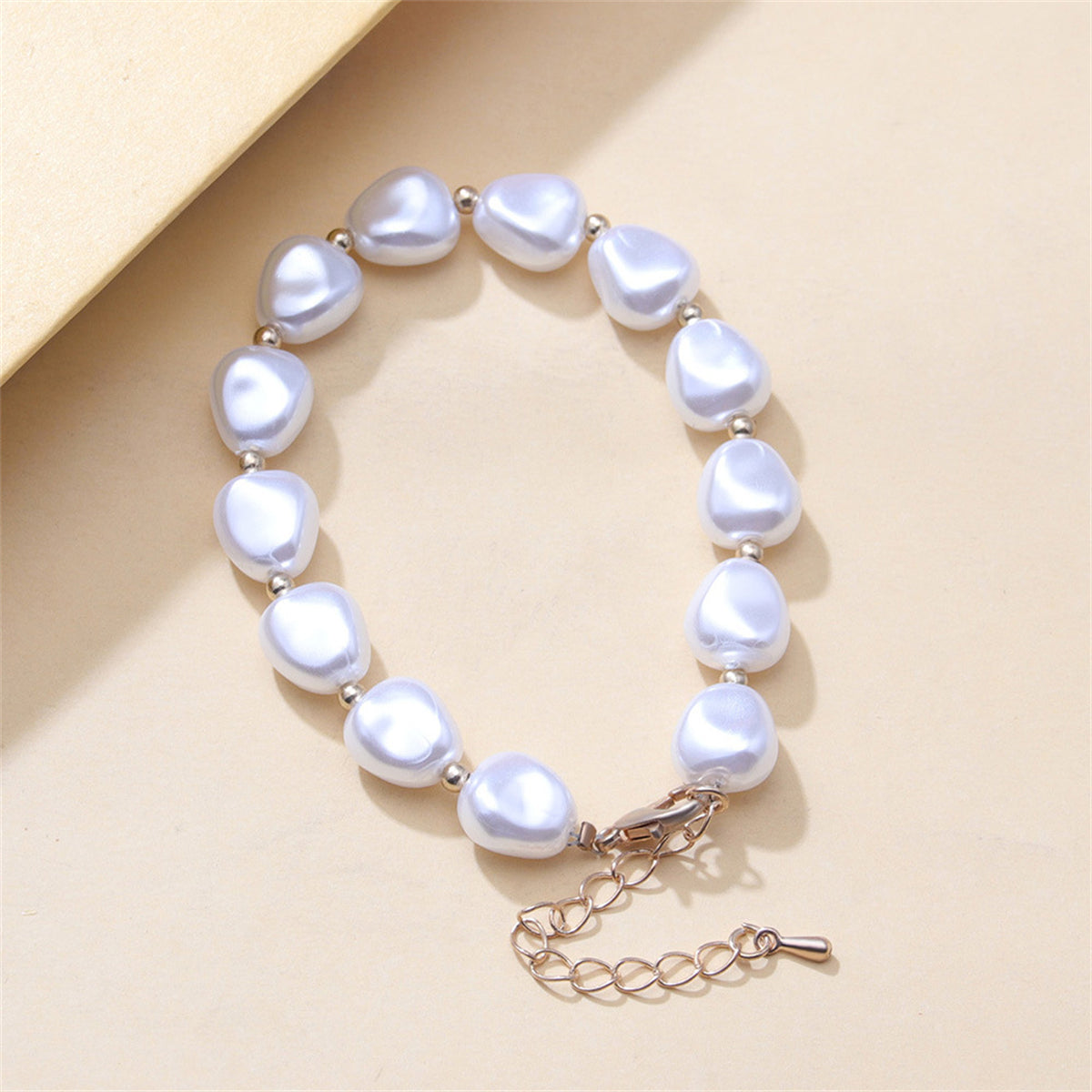 Pearl & 18K Gold-Plated Beaded Bracelet